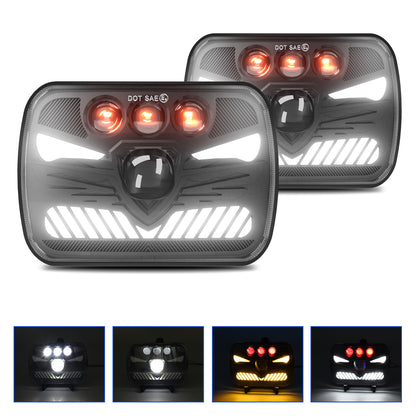 Litampo 5x7 7x6 110W 500% Brighter H6054 LED Headlights Anti-Glare DRL Turn Signal Hi/Low Sealed Beam Headlight with H4 Plug for Jeep Wrangler Cherokee Express Chevy Ford GMC Truck DOT
