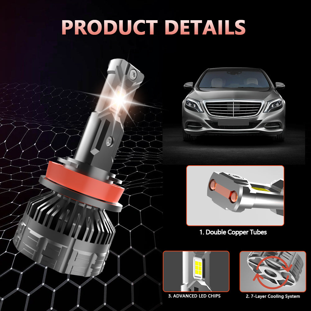 Litampo H11/H8/H9 LED Light Bulbs, 120W 25000 LM 800% Super Brightness LED Fog Light Bulbs , IP68 Waterproof 6500K Cool White Replacement LED Bulbs , Pack of 2