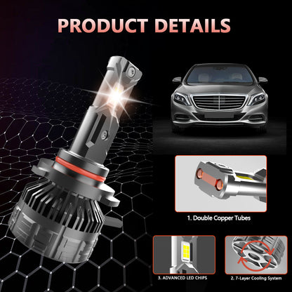 Litampo 9006/HB4 LED Bulb Combo, 120W 25000 LM 800% Super Brightness Fog Light, IP68 Waterproof 6500K Cool White Replacement Bulbs, Pack of 2