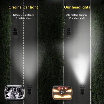 Litampo 5x7 7x6 110W 500% Brighter H6054 LED Headlights Anti-Glare DRL Turn Signal Hi/Low Sealed Beam Headlight with H4 Plug for Jeep Wrangler Cherokee Express Chevy Ford GMC Truck DOT