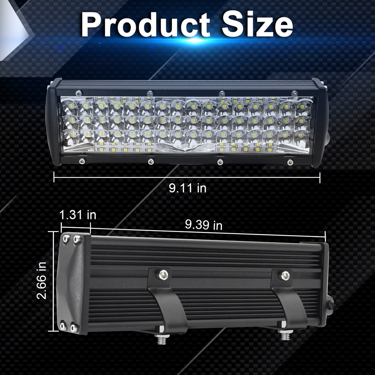Litampo 9 Inch LED Light Bar, 5 Row Spot Lights 120W 12000LM Backup Light Bumper Work Light with Wiring Harness Kit for Off Road Fog Light Driving Light on Truck SUV ATV UTV