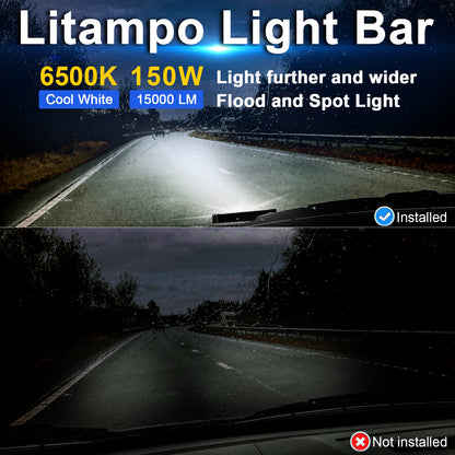 Litampo 12Inch LED Light Bar, 5 Row Spot Lights 150W 15000LM Backup Light Bumper Work Light with Wiring Harness Kit for Off Road Fog Light Driving Light on Truck SUV ATV UTV