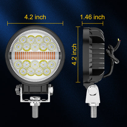 Litampo 4 inch Round 80W 12000LM Light pods with Strobe Amber DRL Spot Light Off Road Light Bar Work Light with 2 Leads Wiring Harness Kit for Jeep SUV Truck Hunters 2 Pack