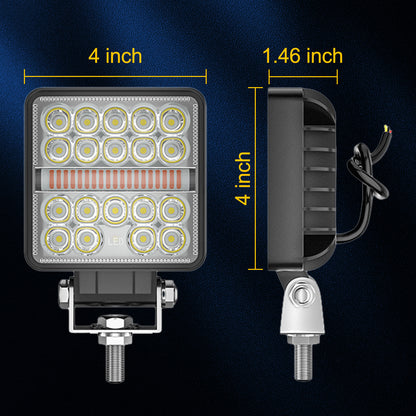 Litampo 4 inch Square 80W 12000LM Light pods with Strobe Amber DRL Spot Light Off Road Light Bar Work Light with 2 Leads Wiring Harness Kit for Jeep SUV Truck Hunters 2 Pack