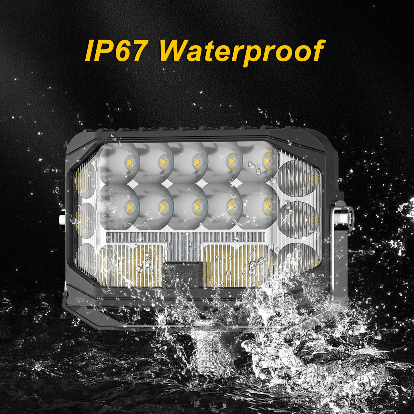 Litampo 5 Inch LED Pod Offroad Lights, 200W Side Shooter Cube Pods with 2 Lead 4 Gang Wiring Harness, Spot Flood Combo Driving Lights, Amber DRL Driving Work Light for Jeep Truck SUV