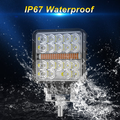Litampo 4 inch Square 80W 12000LM Light pods with Strobe Amber DRL Spot Light Off Road Light Bar Work Light with 2 Leads Wiring Harness Kit for Jeep SUV Truck Hunters 2 Pack