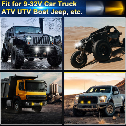 Litampo 4 inch Round 80W 12000LM Light pods with Strobe Amber DRL Spot Light Off Road Light Bar Work Light with 2 Leads Wiring Harness Kit for Jeep SUV Truck Hunters 2 Pack